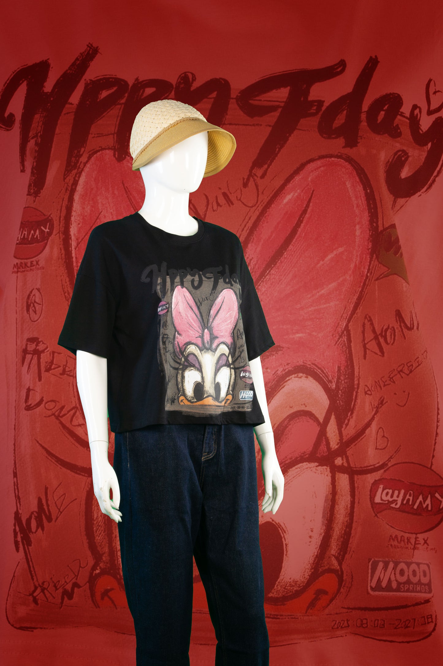 T-Shirt Motif Daisy Happy Day Crop
