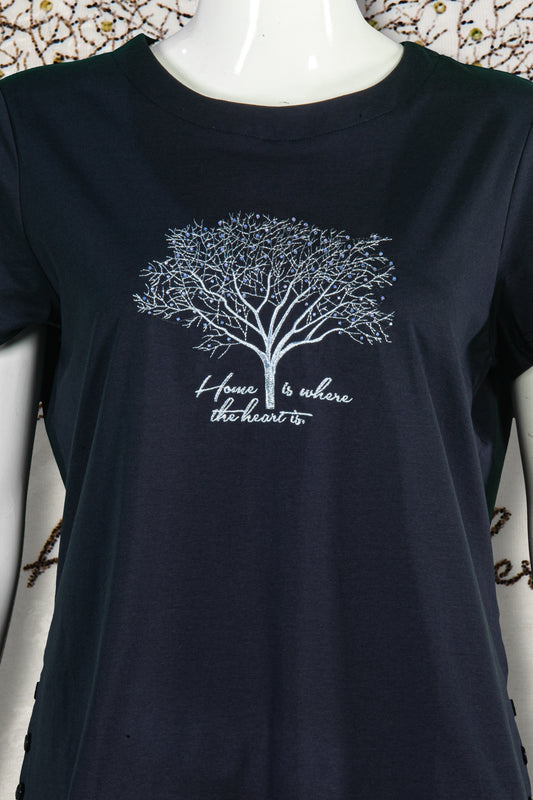 T-Shirt Sulam Motif Pohon