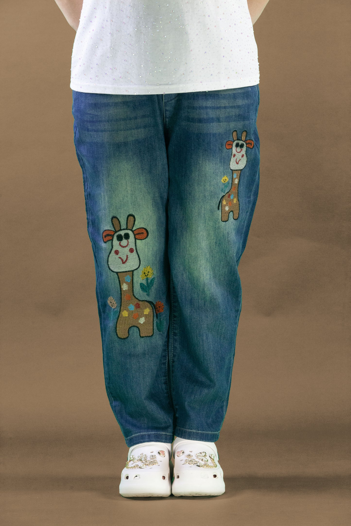 Celana Soft Jeans Panjang Motif Jerapah