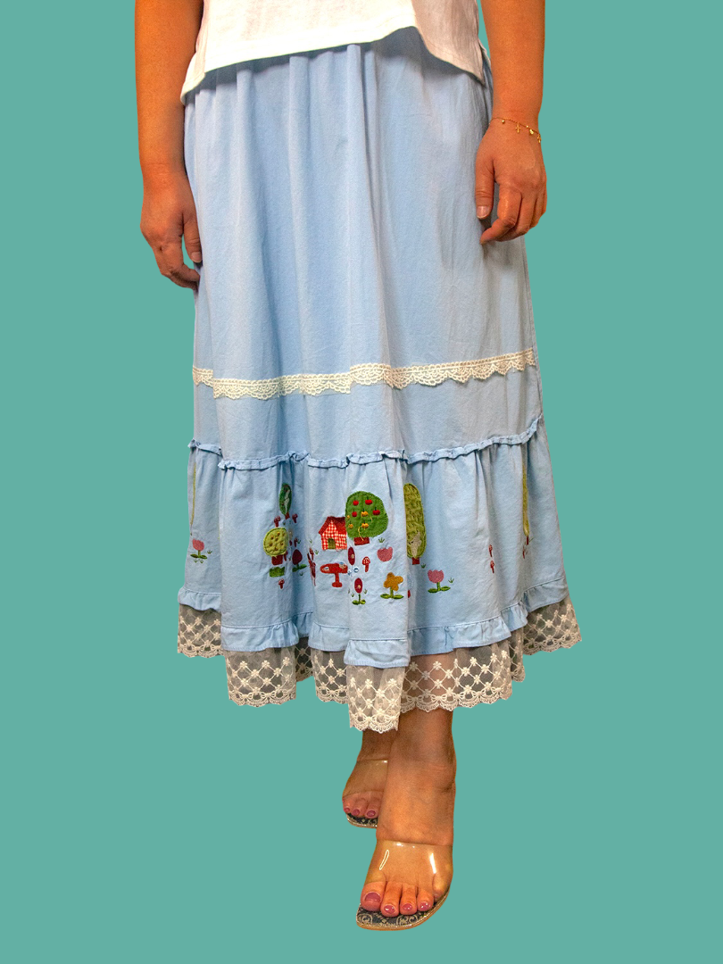 Rok Panjang Semi Jeans Renda