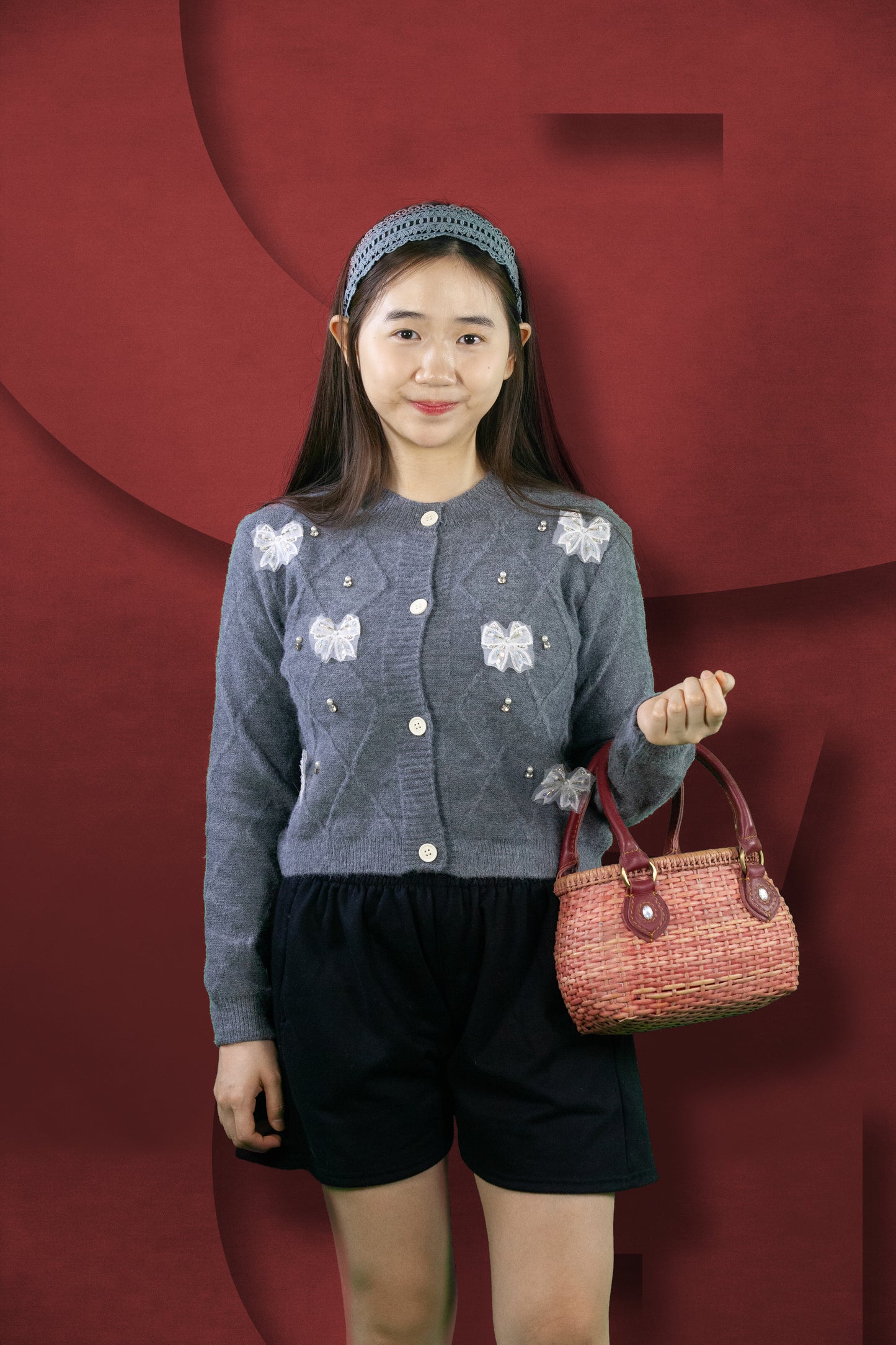 Cardigan Rajut Motif Pita