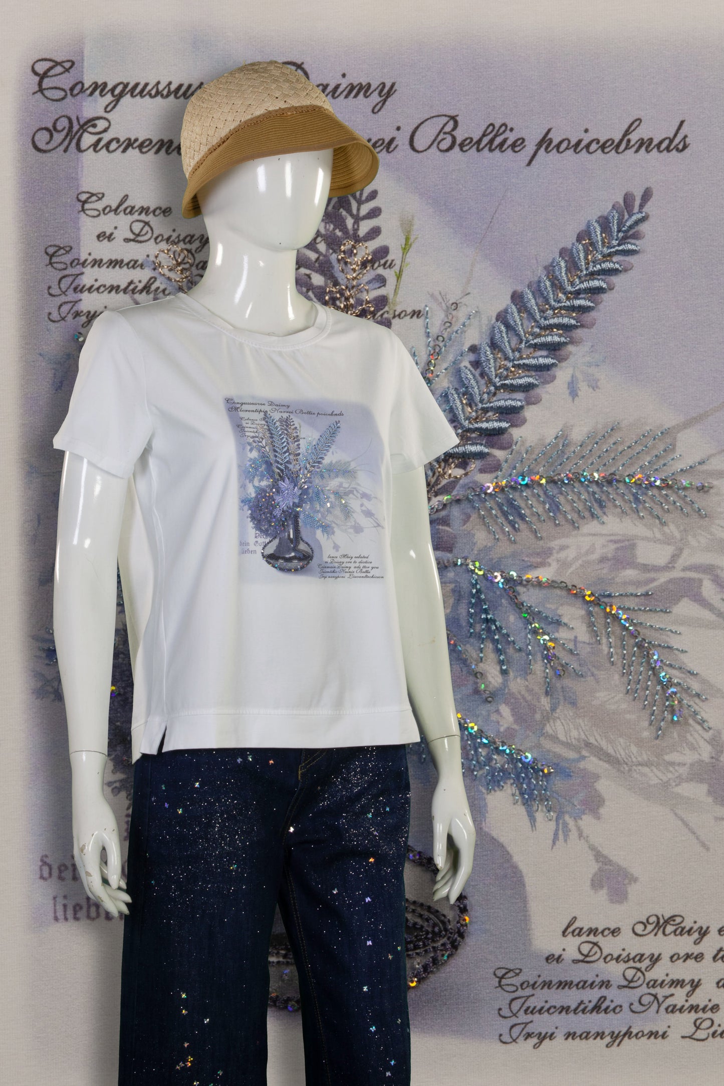 T-Shirt Serat Bambu Rajut (Timbul) Motif Vas Bunga
