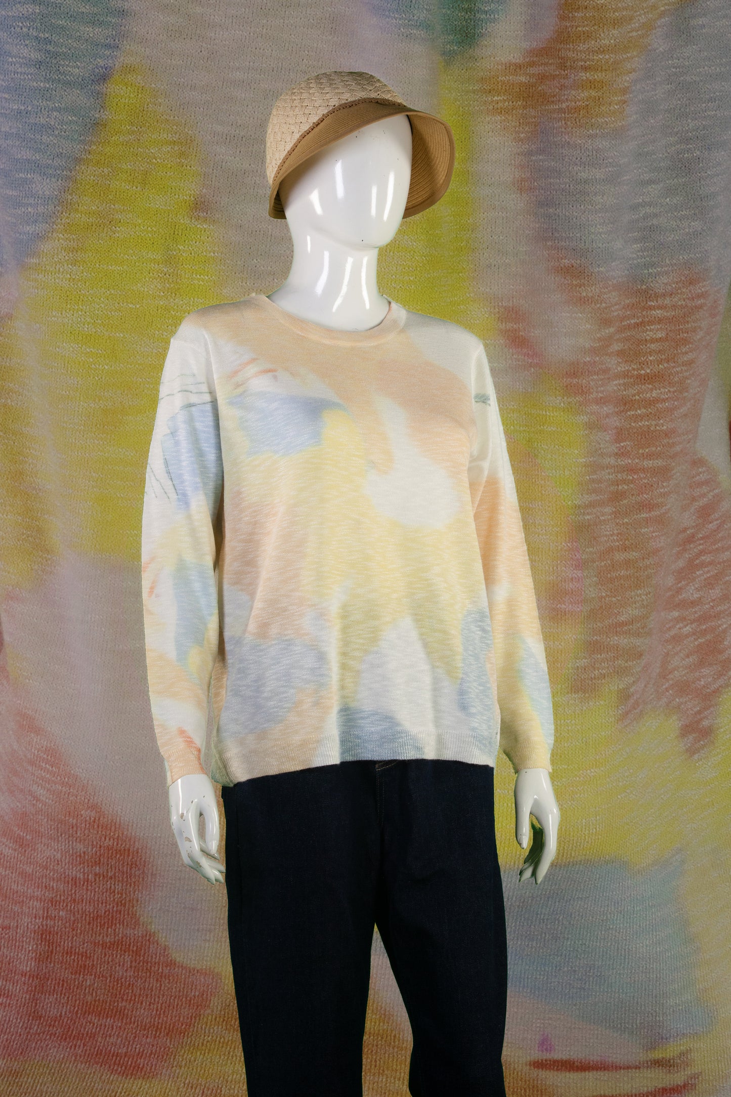 Blouse Rajut Tangan Panjang Matte Motif Abstract C