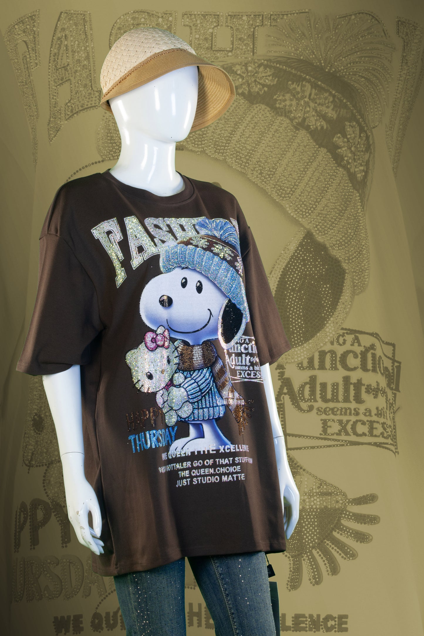 T-Shirt Premium Motif Snoopy & Hello Kitty Fashion