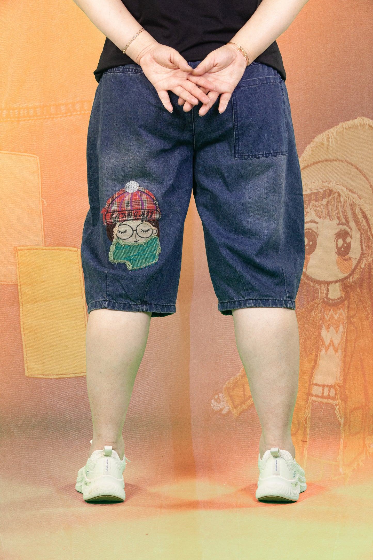 Celana Soft Jeans Motif Girl with Orange Jacket