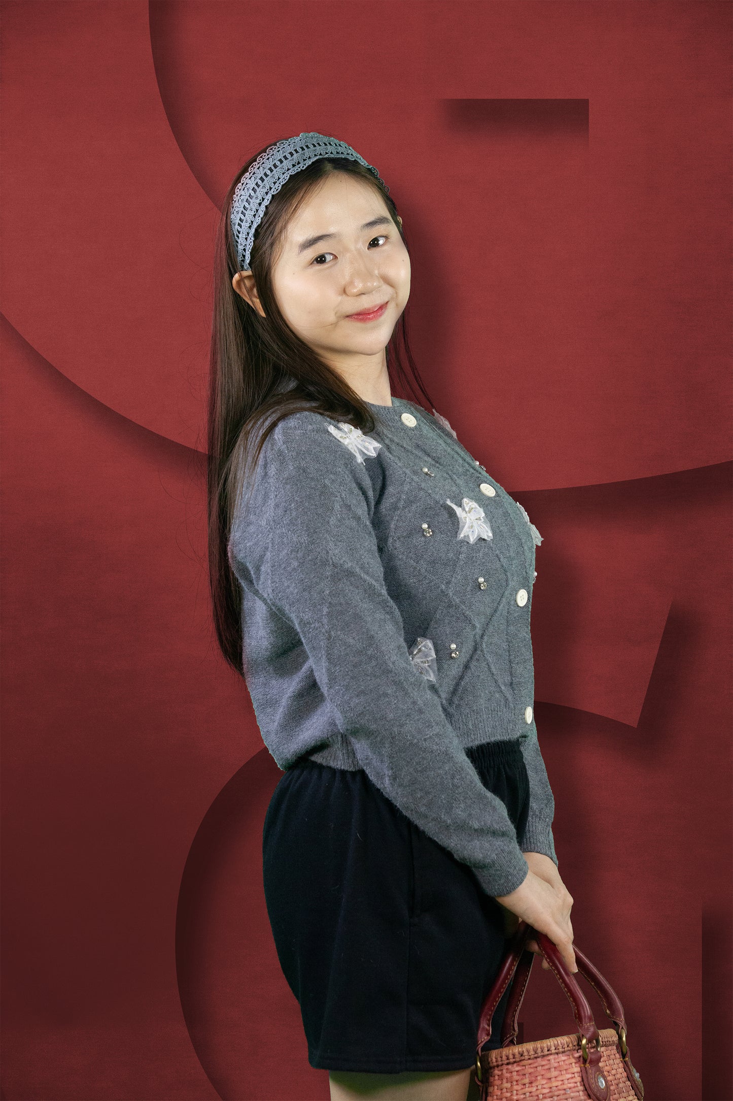 Cardigan Rajut Motif Pita