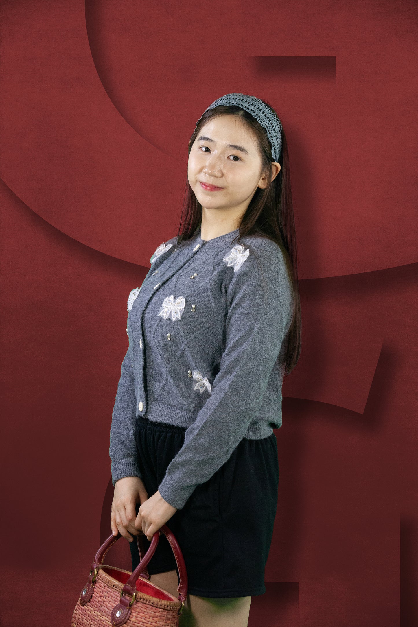 Cardigan Rajut Motif Pita