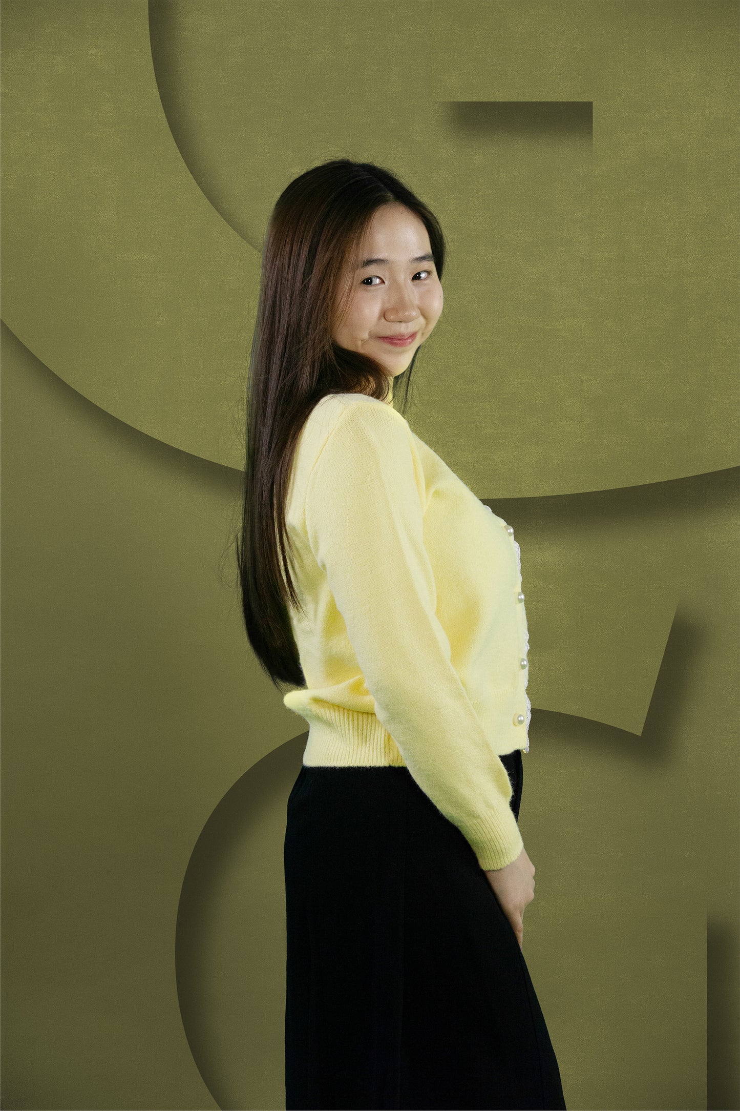 Cardigan Rajut Pearl Dengan Renda Tengah