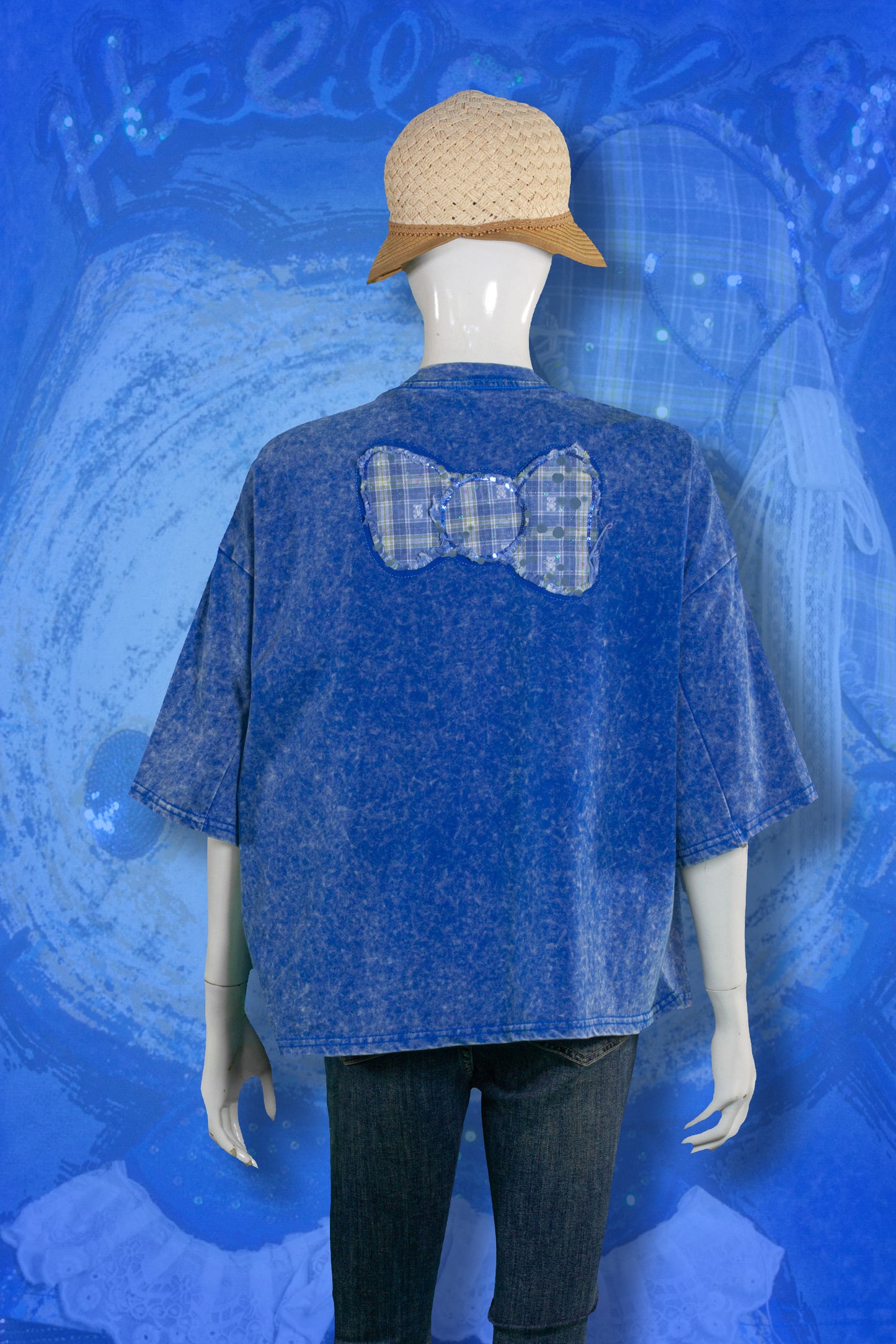 T-Shirt Premium Motif Hello Kitty Vintage Blue