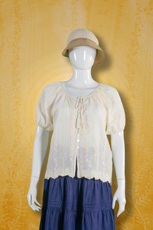 Blouse Serut Pundak Motif Garis (4Warna)