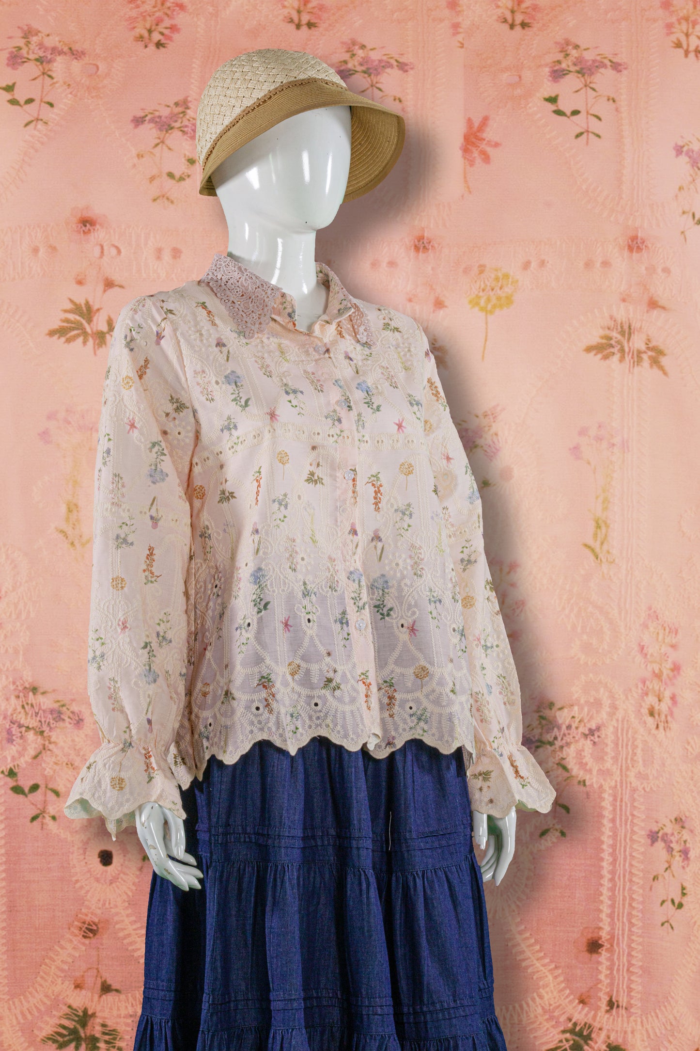 Blouse Brukat Motif Bunga (4 Warna)