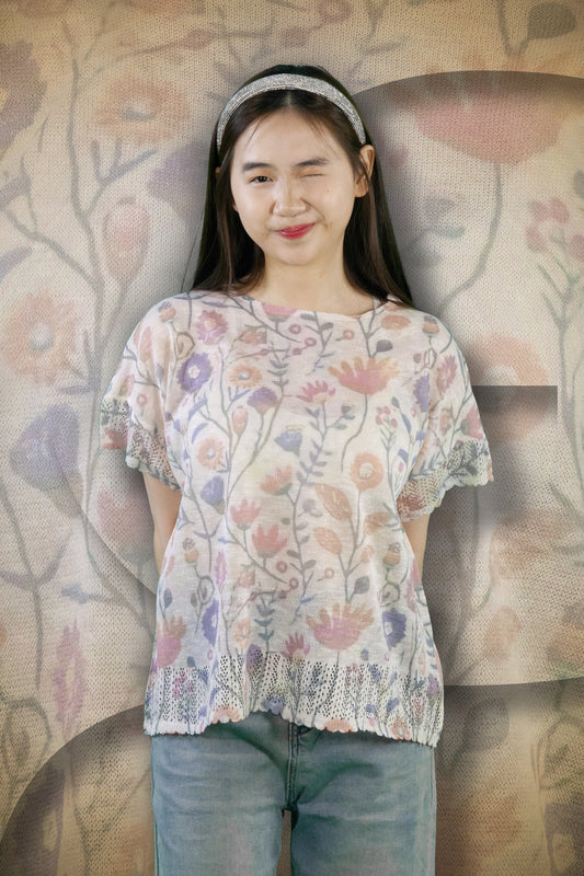 Blouse Rajut Motif Ragam Bunga