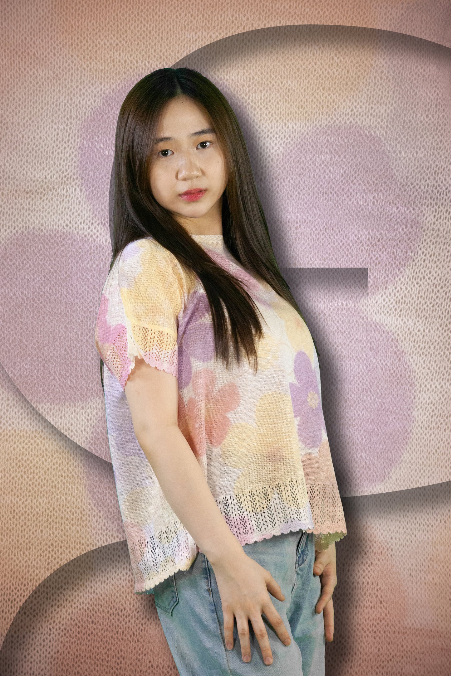 Blouse Rajut Motif Bunga Bunga