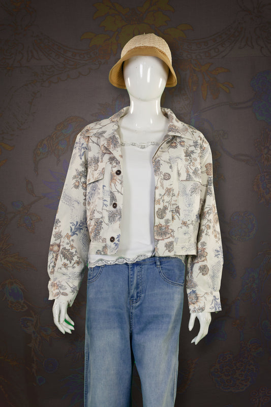 Jaket Crop Motif Bunga