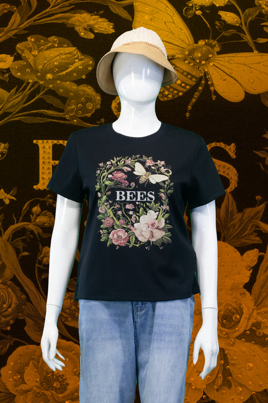 T-Shirt Motif Flower dan Bees
