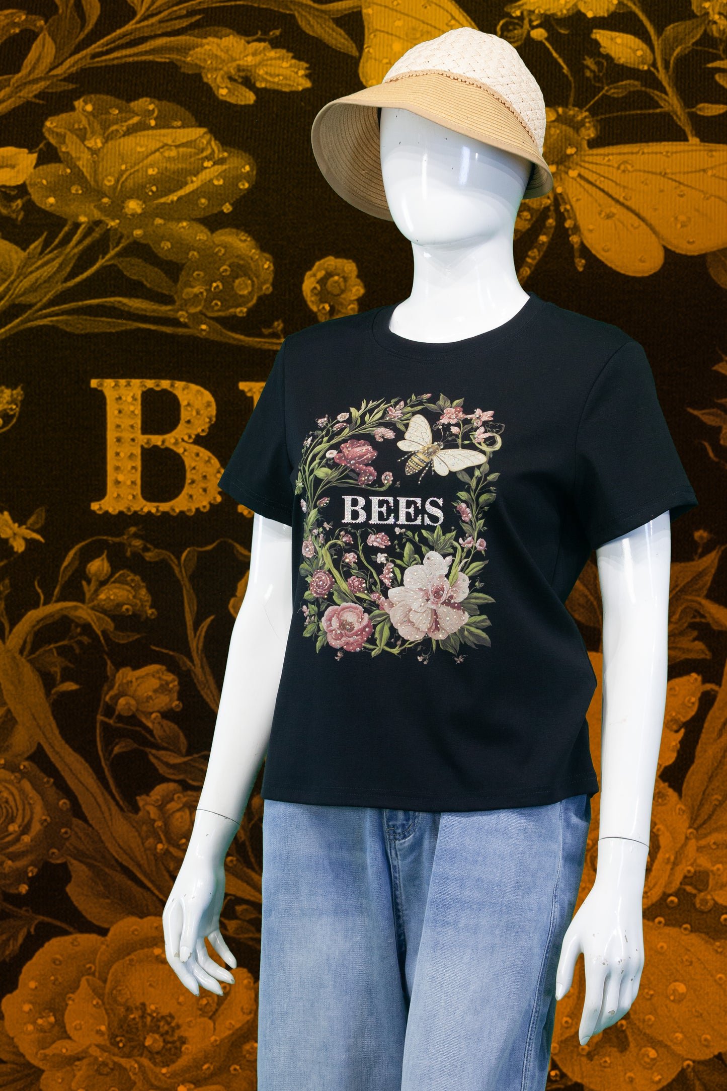 T-Shirt Motif Flower dan Bees