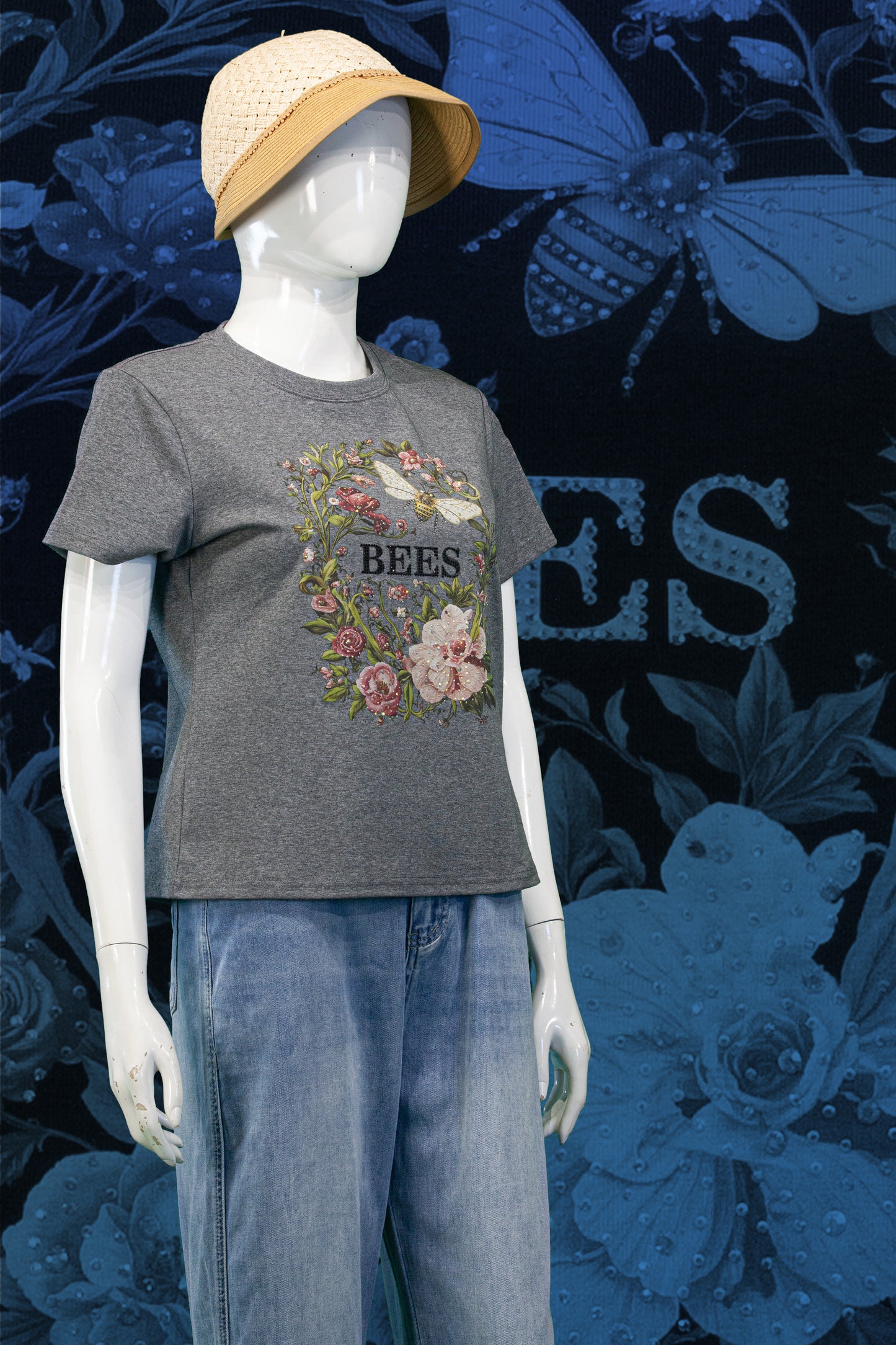 T-Shirt Motif Flower dan Bees