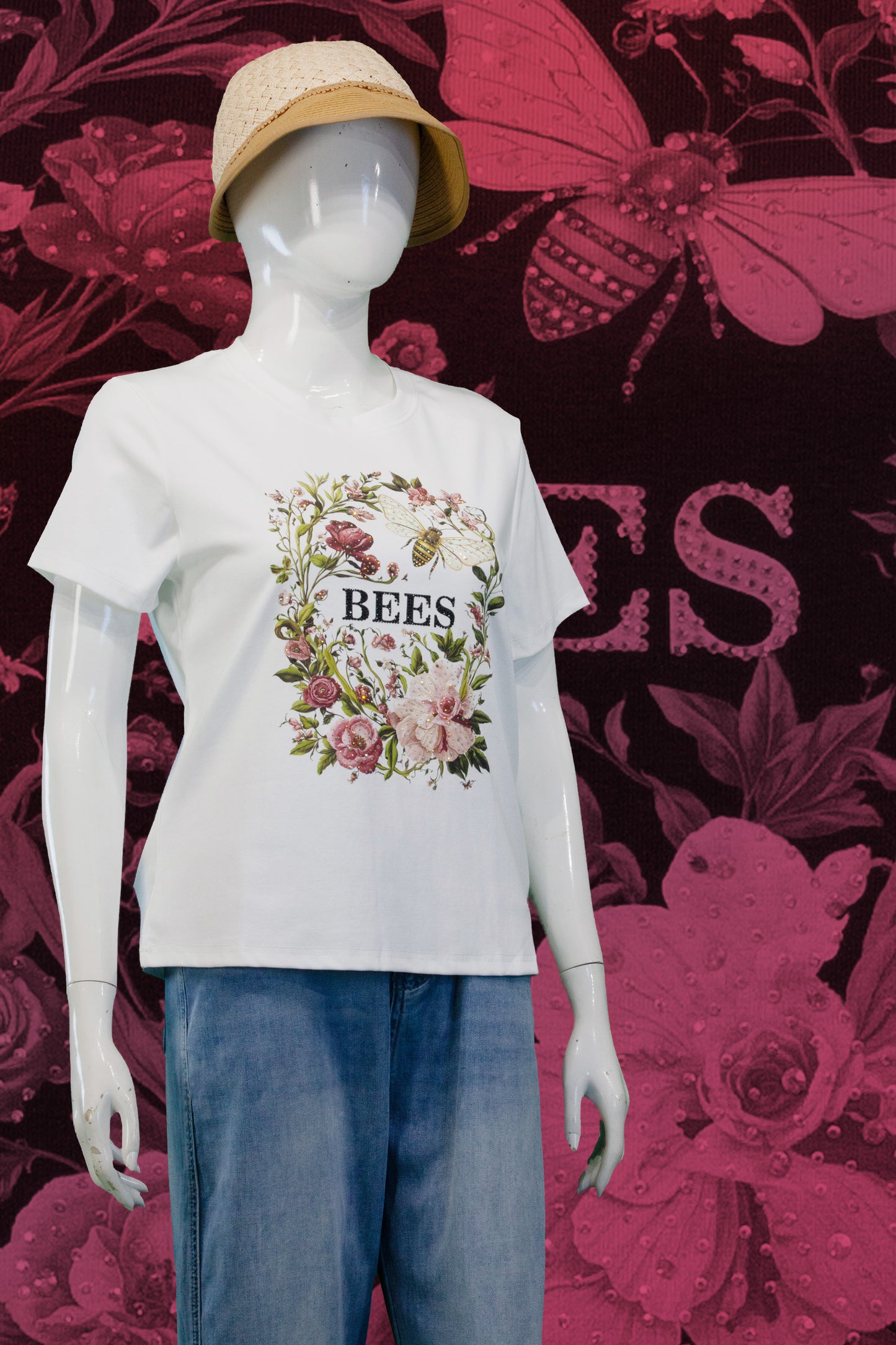 T-Shirt Motif Flower dan Bees
