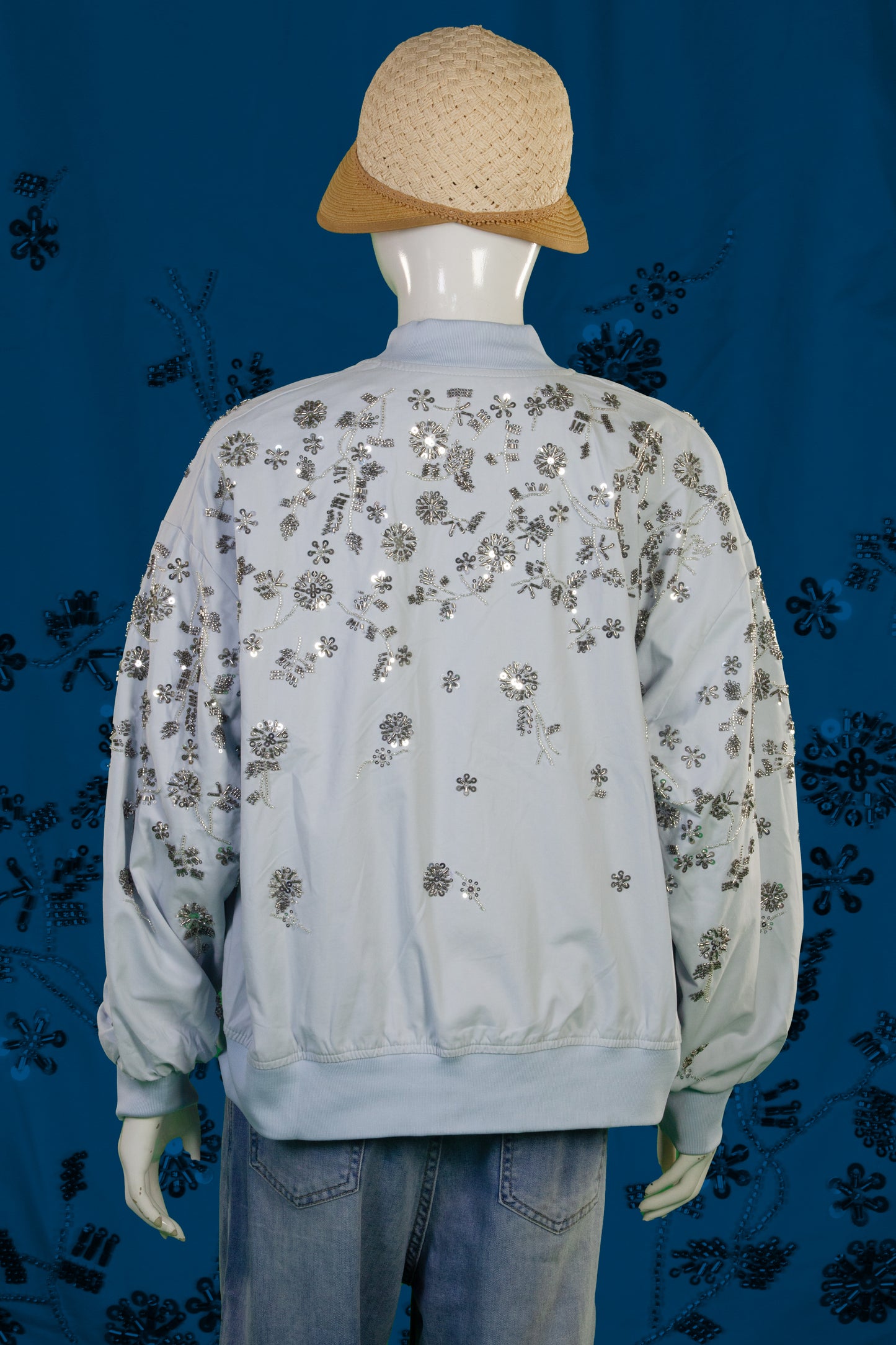 Jaket Motif Bunga Silver