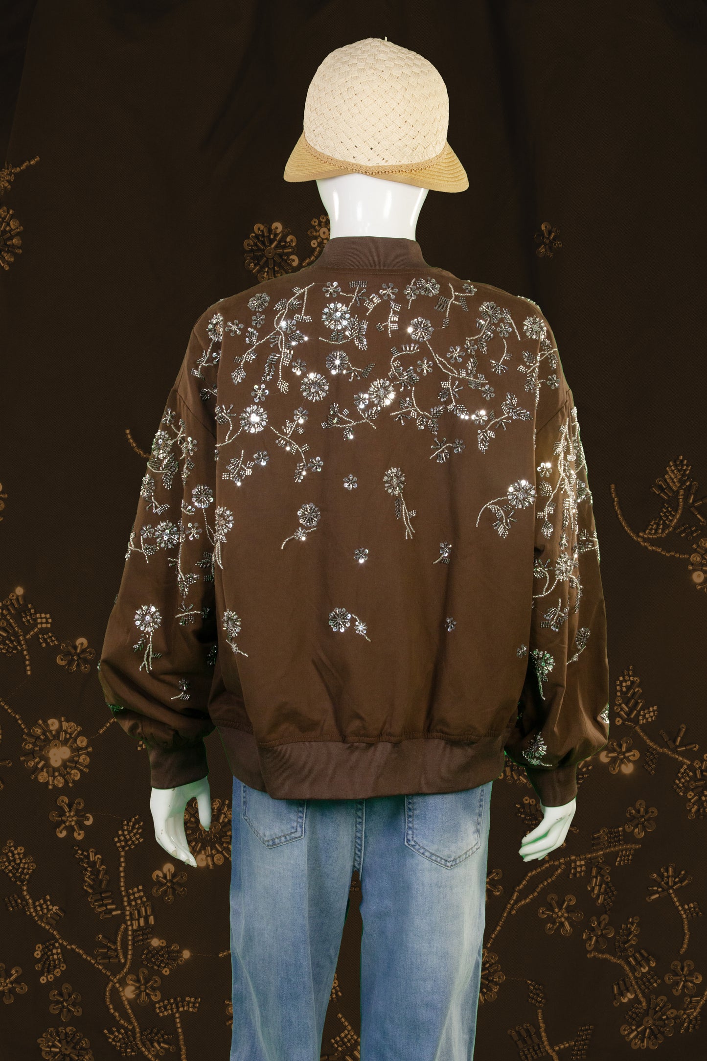 Jaket Motif Bunga Silver