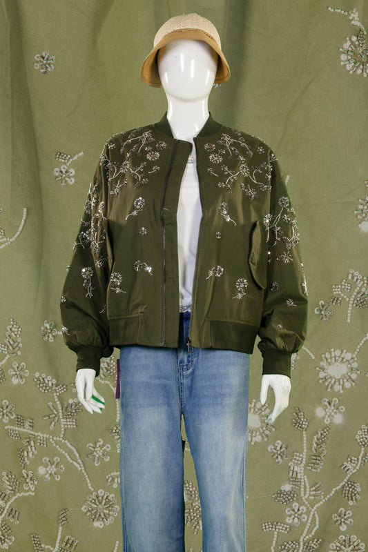 Jaket Motif Bunga Silver