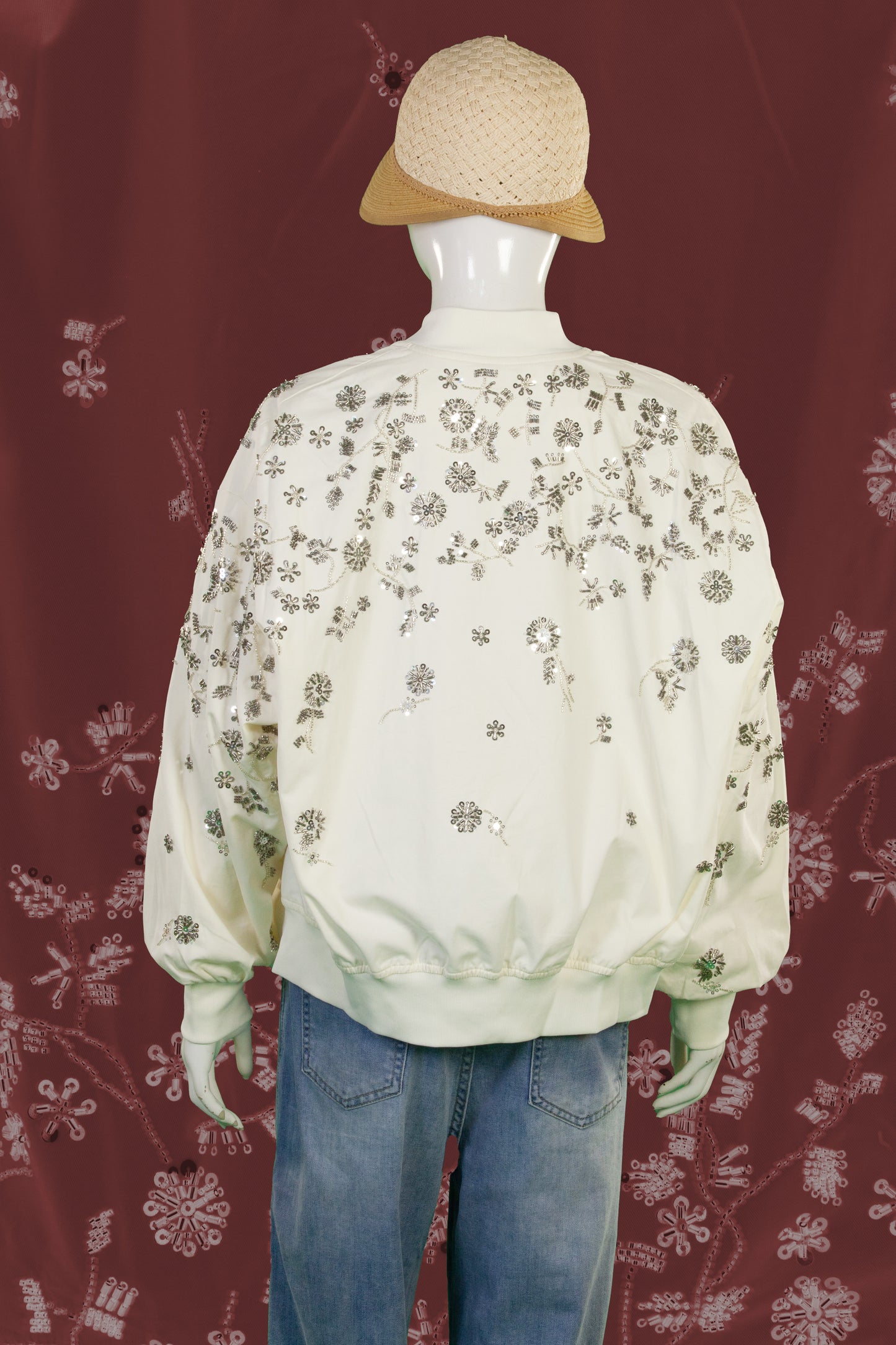 Jaket Motif Bunga Silver