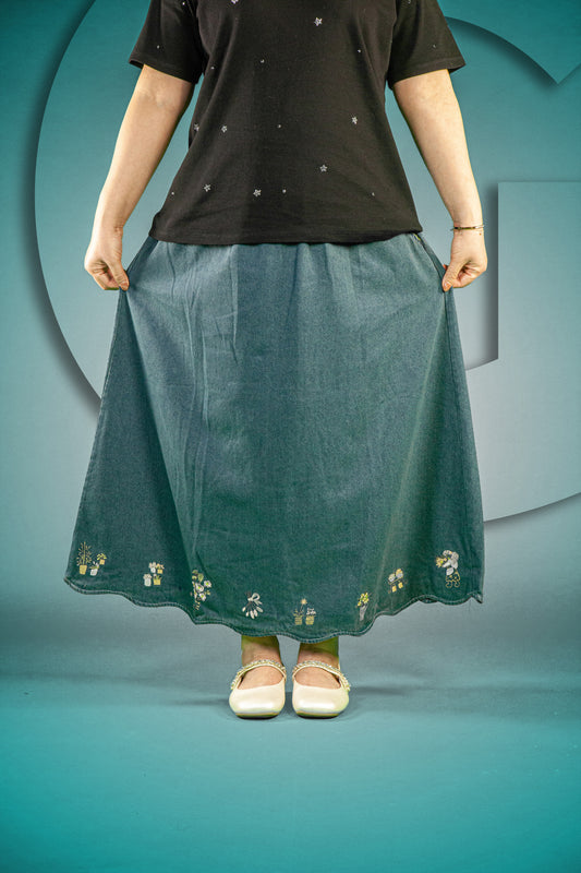 Rok Motif Bunga bergelombang