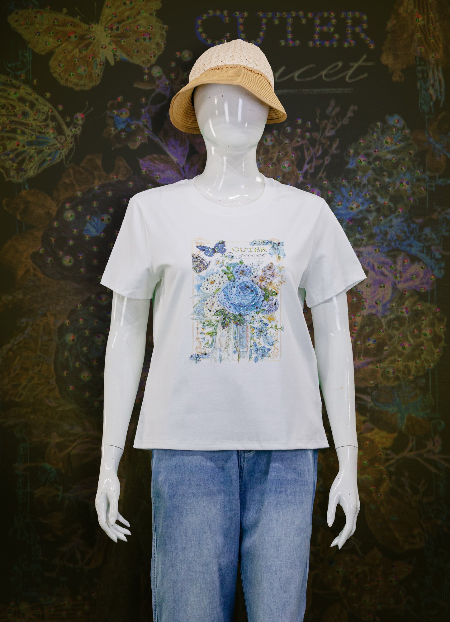 T-Shirt Motif Blue Rose (Mata)