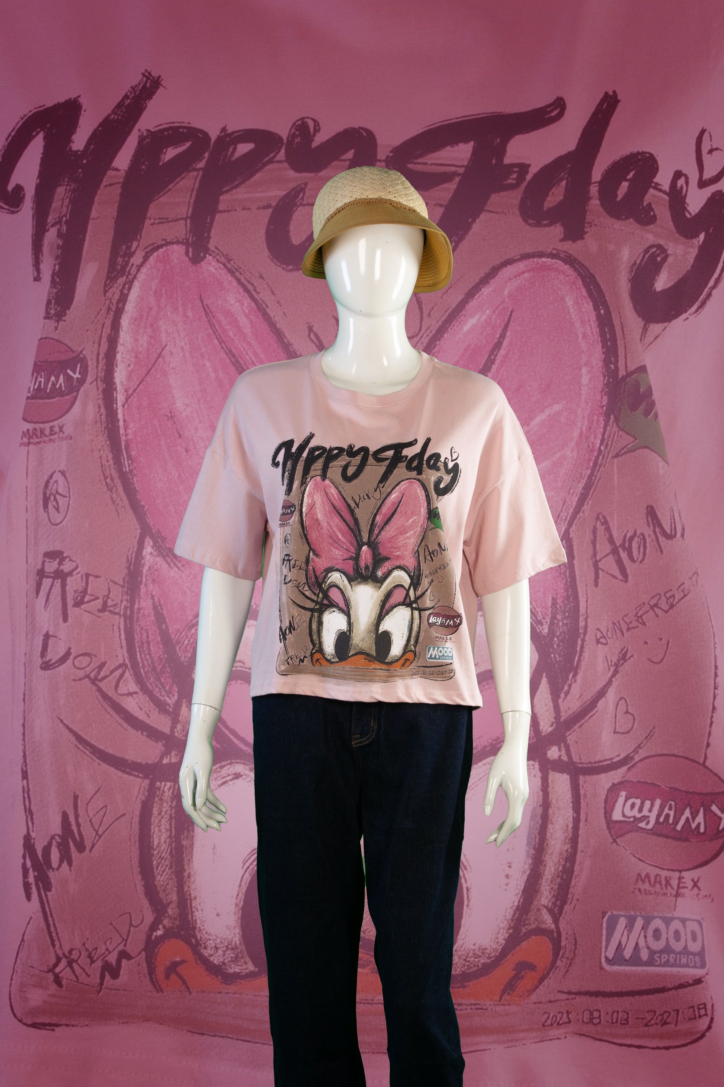 T-Shirt Motif Daisy Happy Day Crop