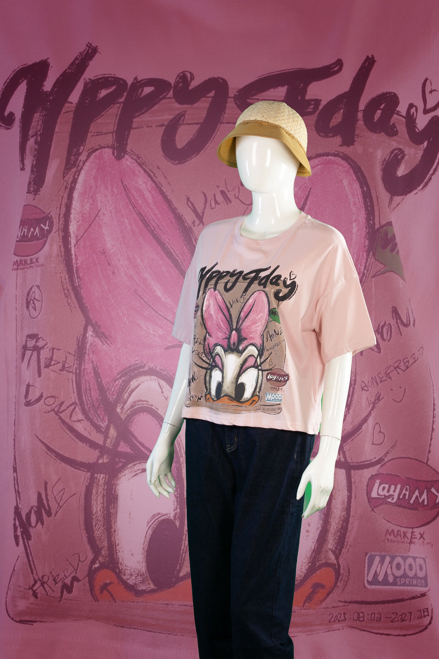 T-Shirt Motif Daisy Happy Day Crop