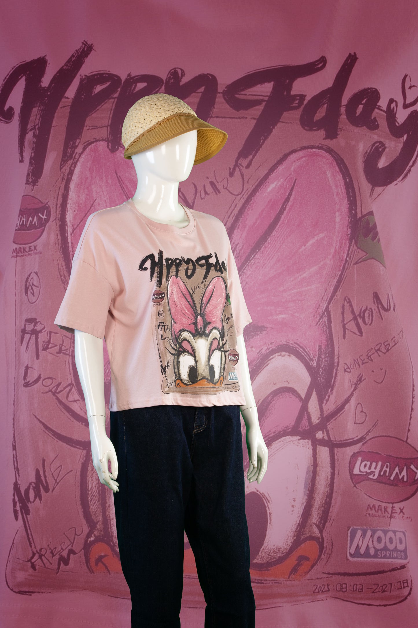 T-Shirt Motif Daisy Happy Day Crop