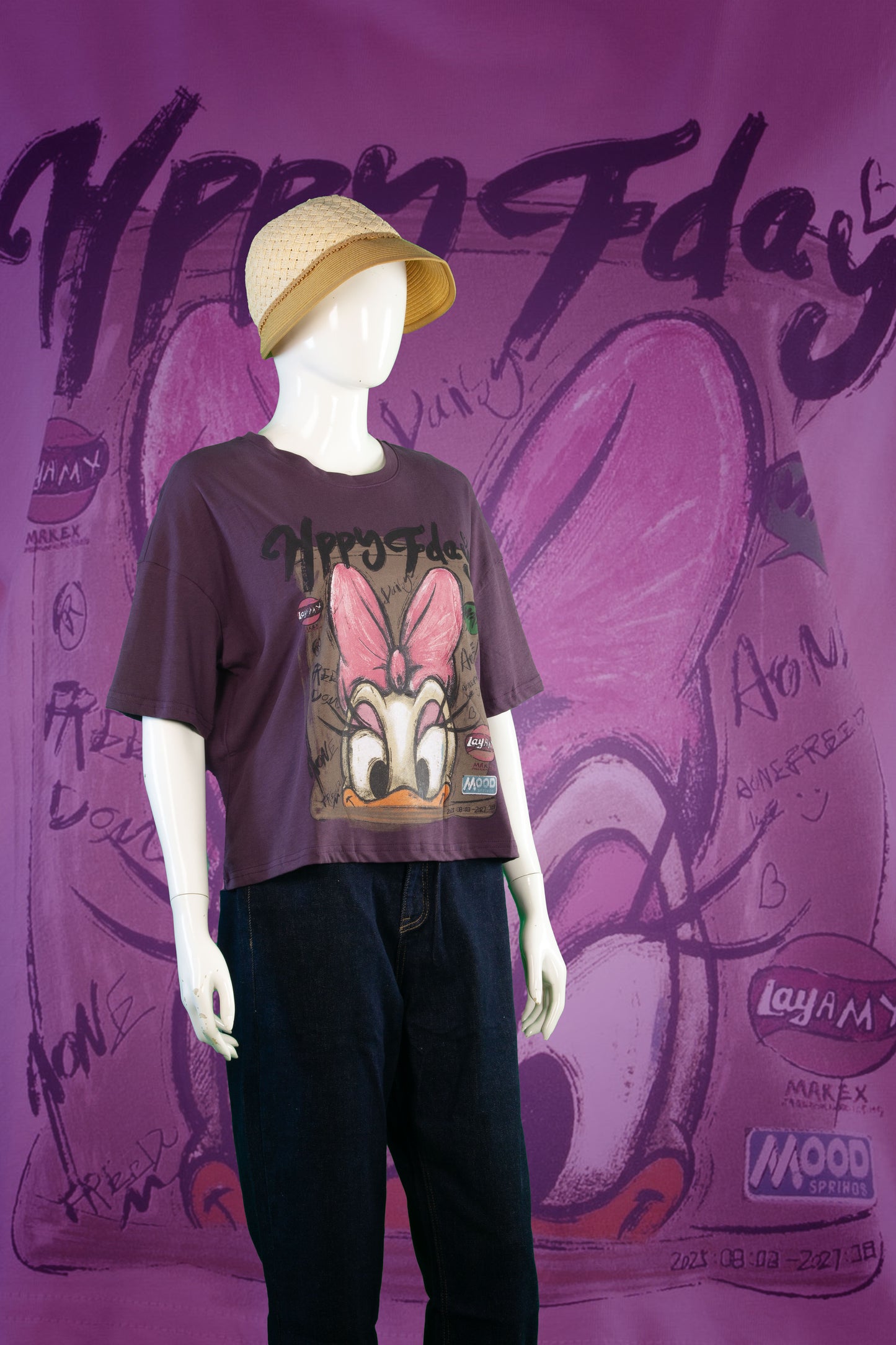 T-Shirt Motif Daisy Happy Day Crop