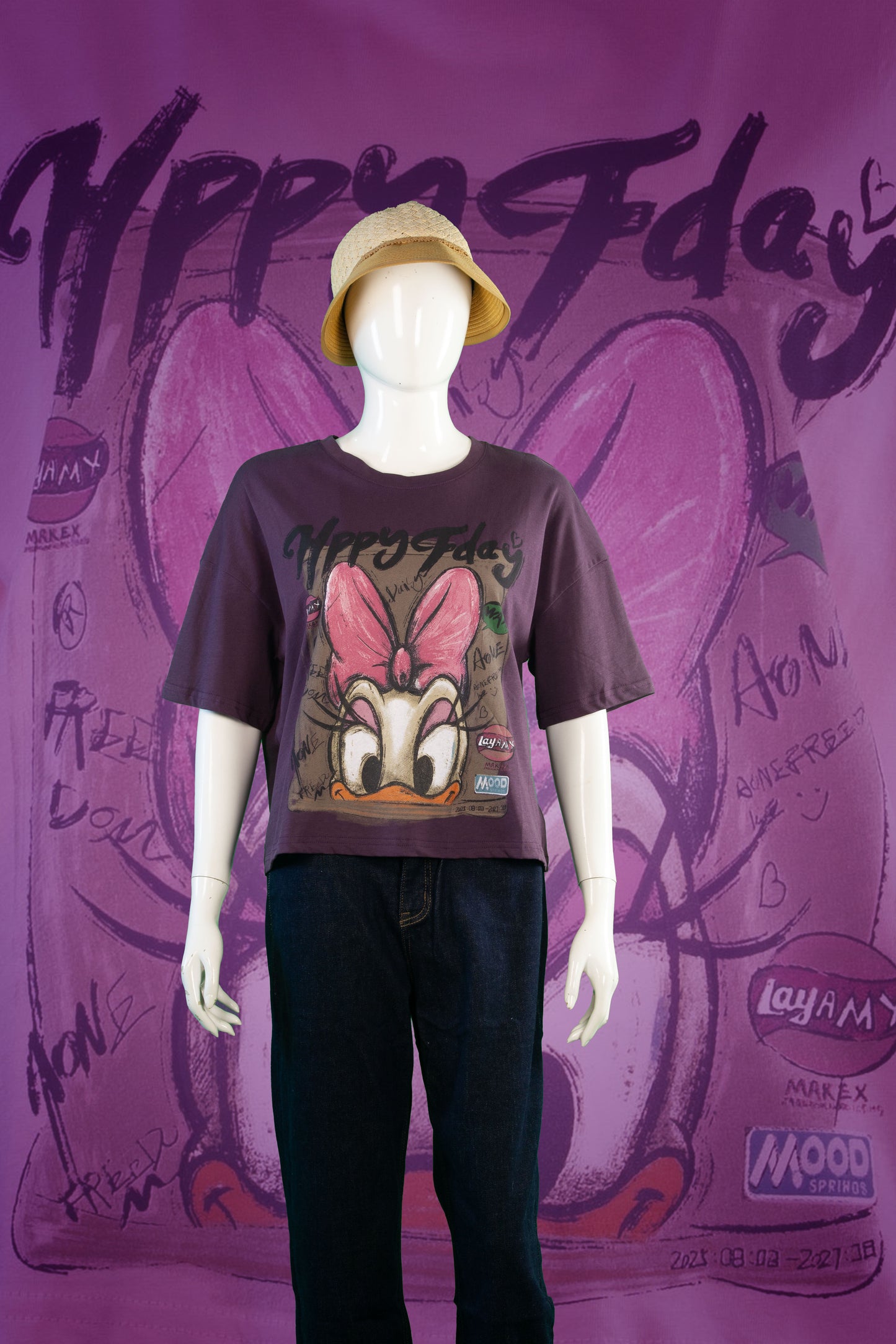 T-Shirt Motif Daisy Happy Day Crop