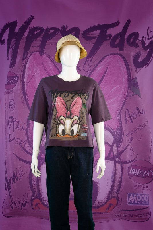 T-Shirt Motif Daisy Happy Day Crop