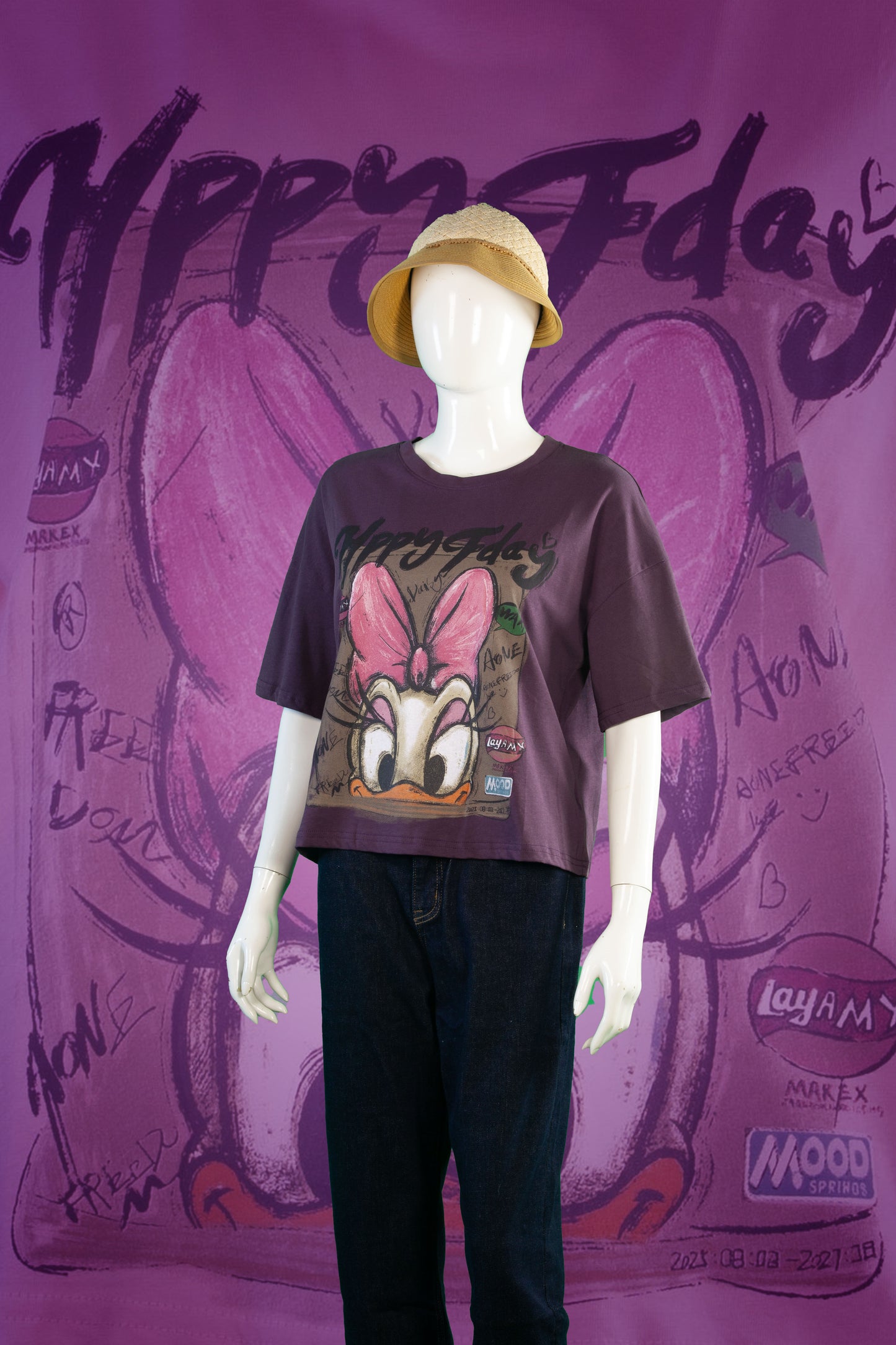T-Shirt Motif Daisy Happy Day Crop