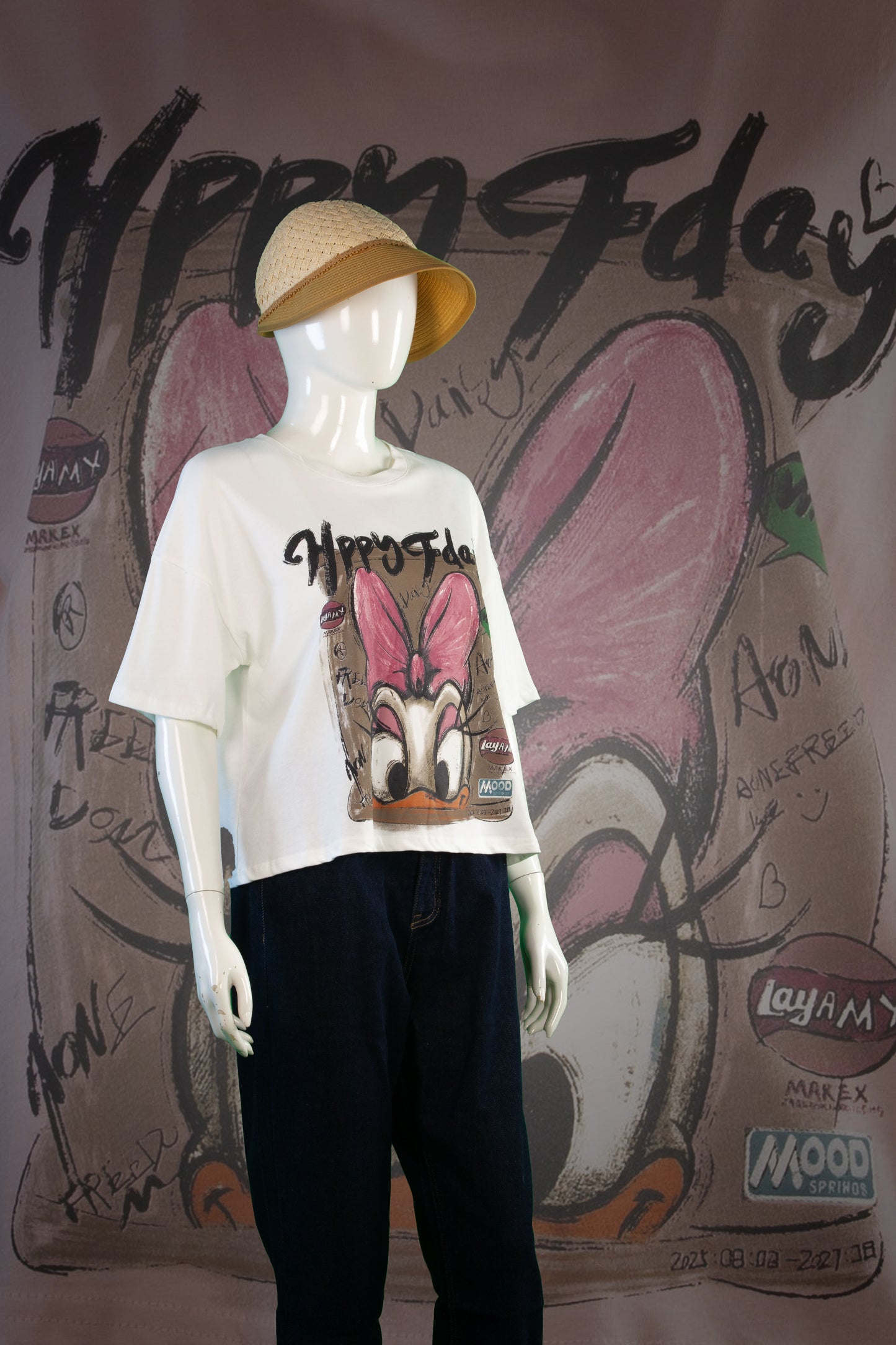 T-Shirt Motif Daisy Happy Day Crop