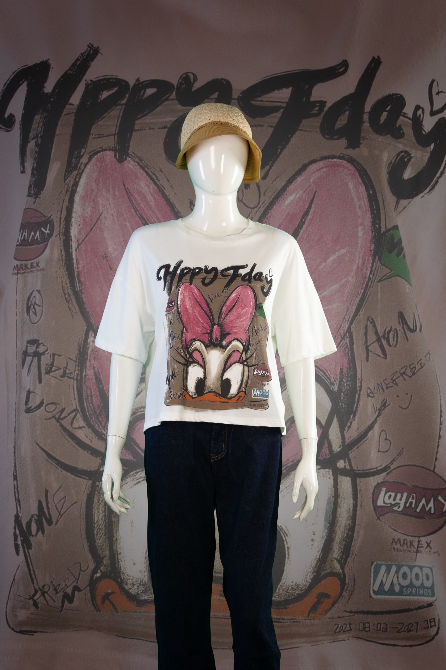 T-Shirt Motif Daisy Happy Day Crop