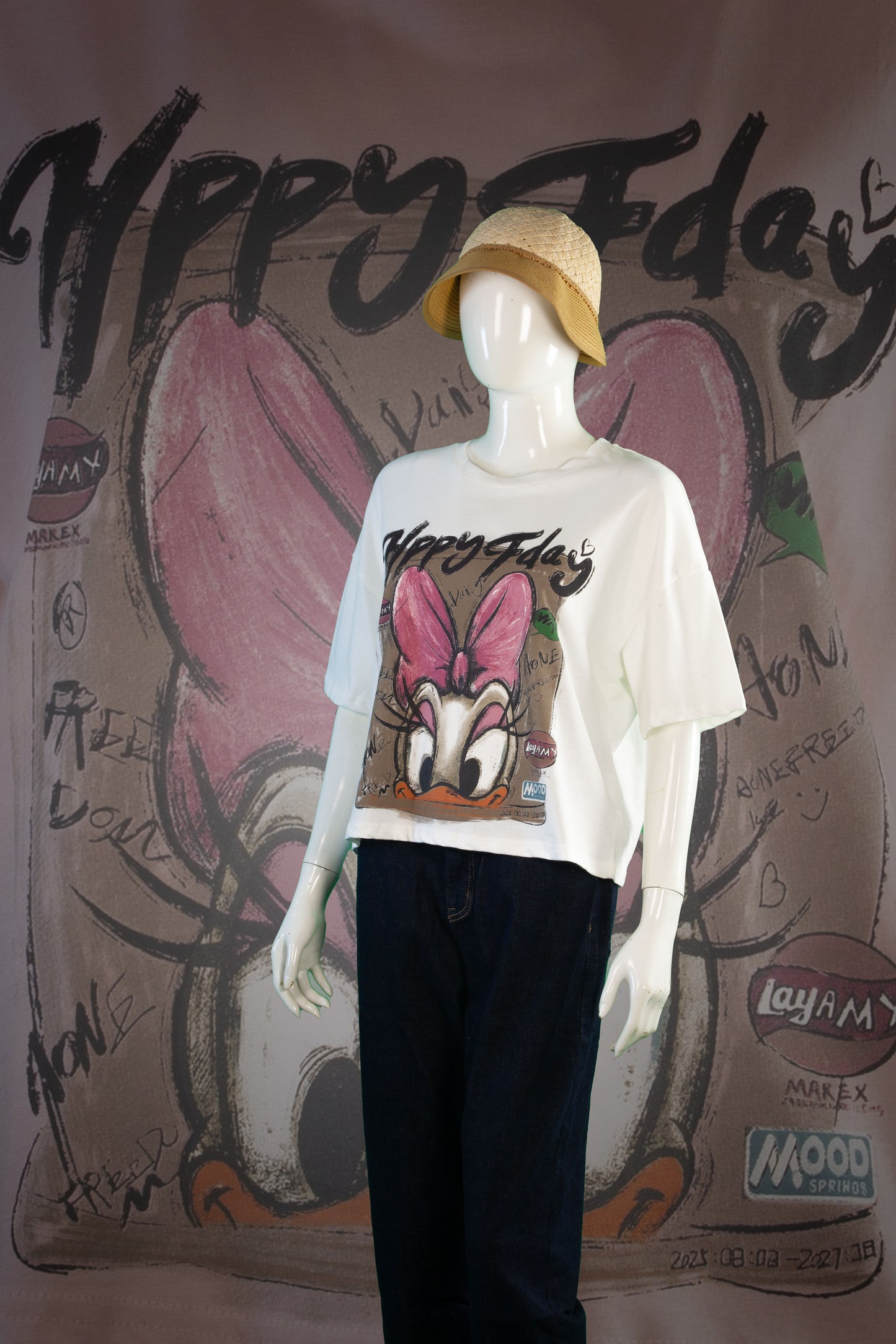 T-Shirt Motif Daisy Happy Day Crop