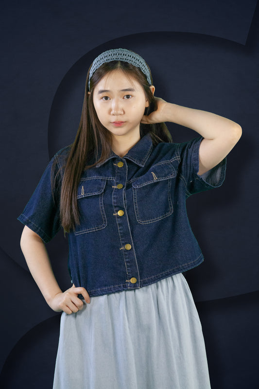 Blouse Soft Jeans Motif 2 Kantong