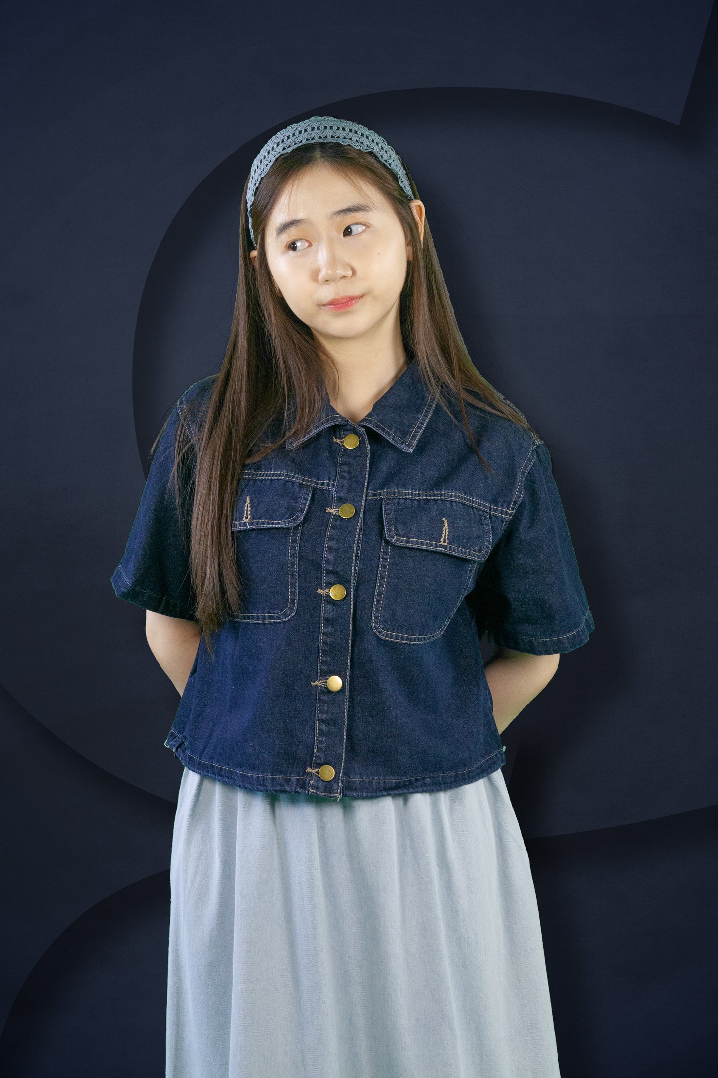 Blouse Soft Jeans Motif 2 Kantong