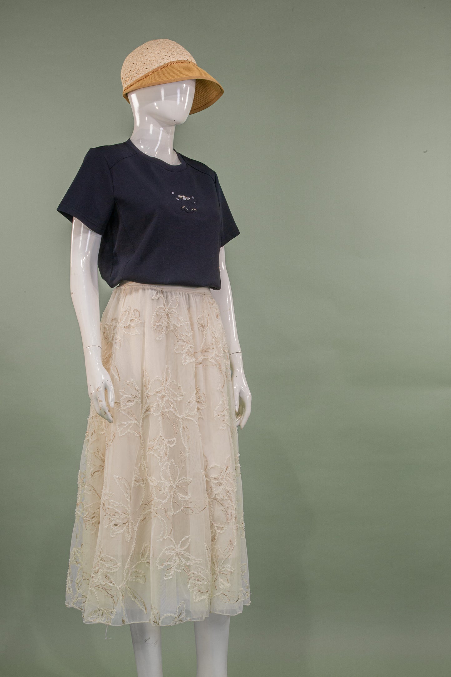 Rok Tile Full Bordir Bunga