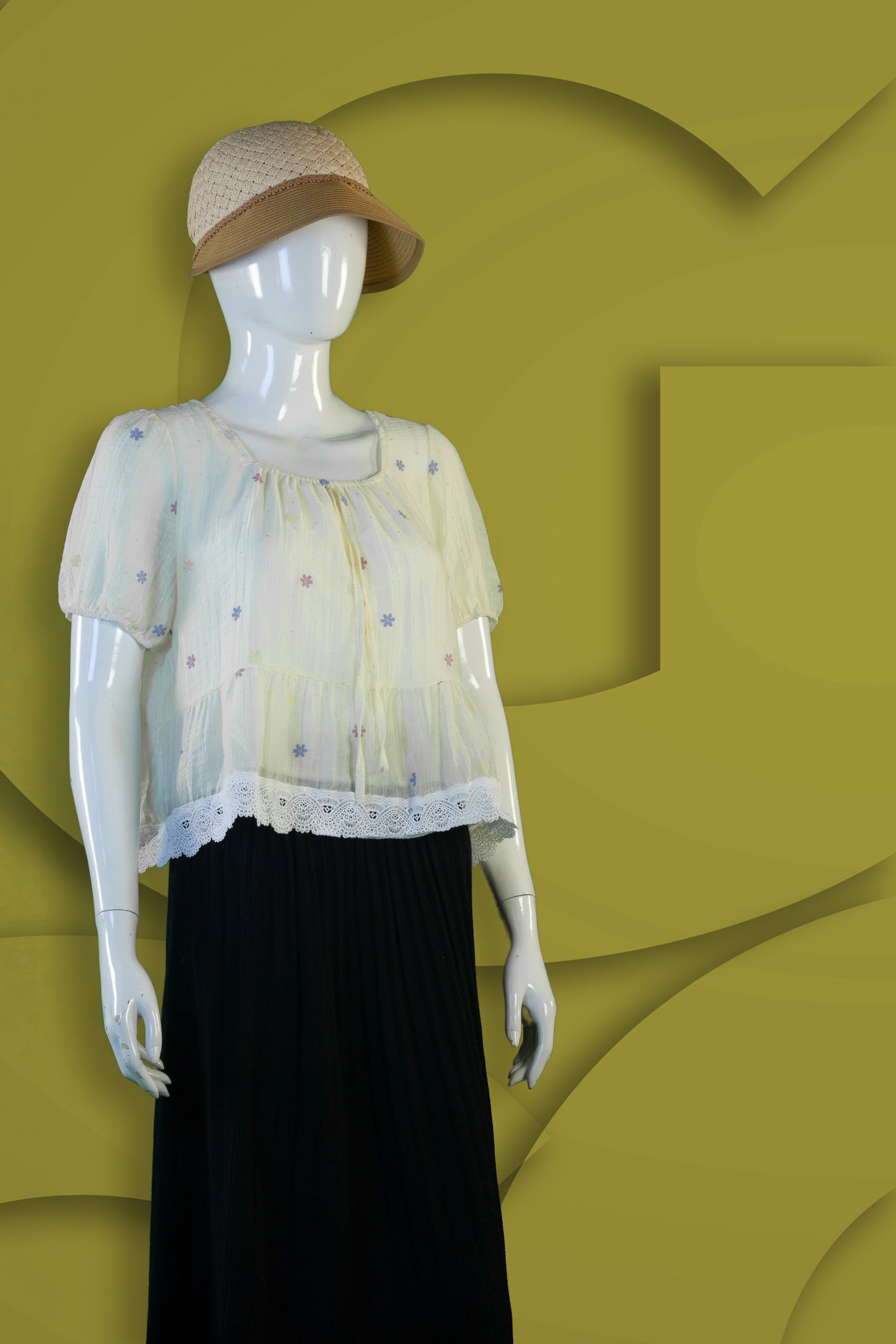 Blouse Motif Bunga 3 Warna Renda Bawah