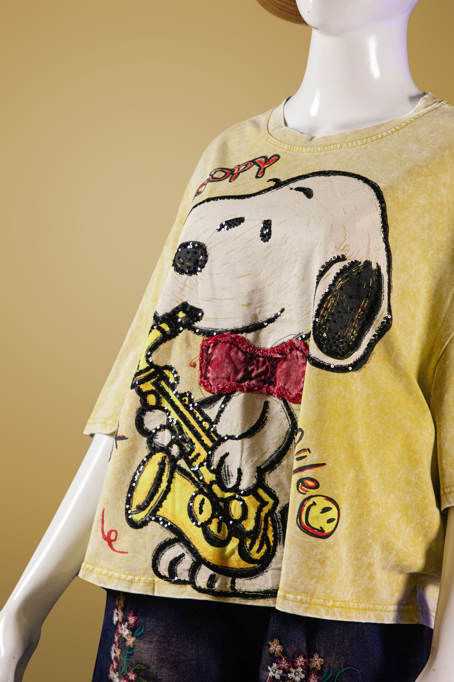 T-Shirt Premium Motif Saxophone Snoopy