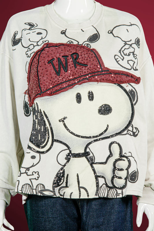 T-Shirt Tangan Panjang Premium Motif Snoopy Thumb Up