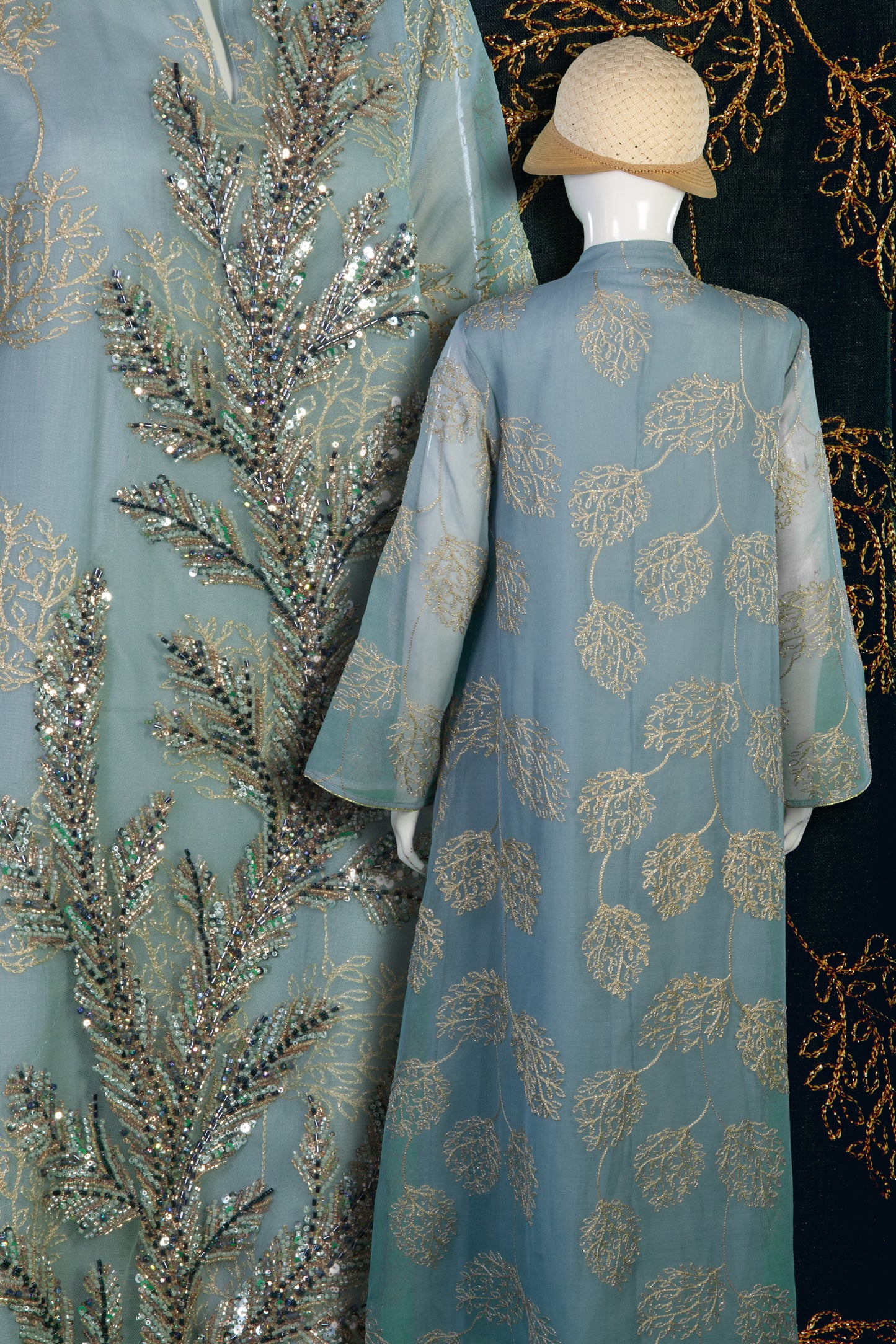 Kaftan Motif Golden Leaf