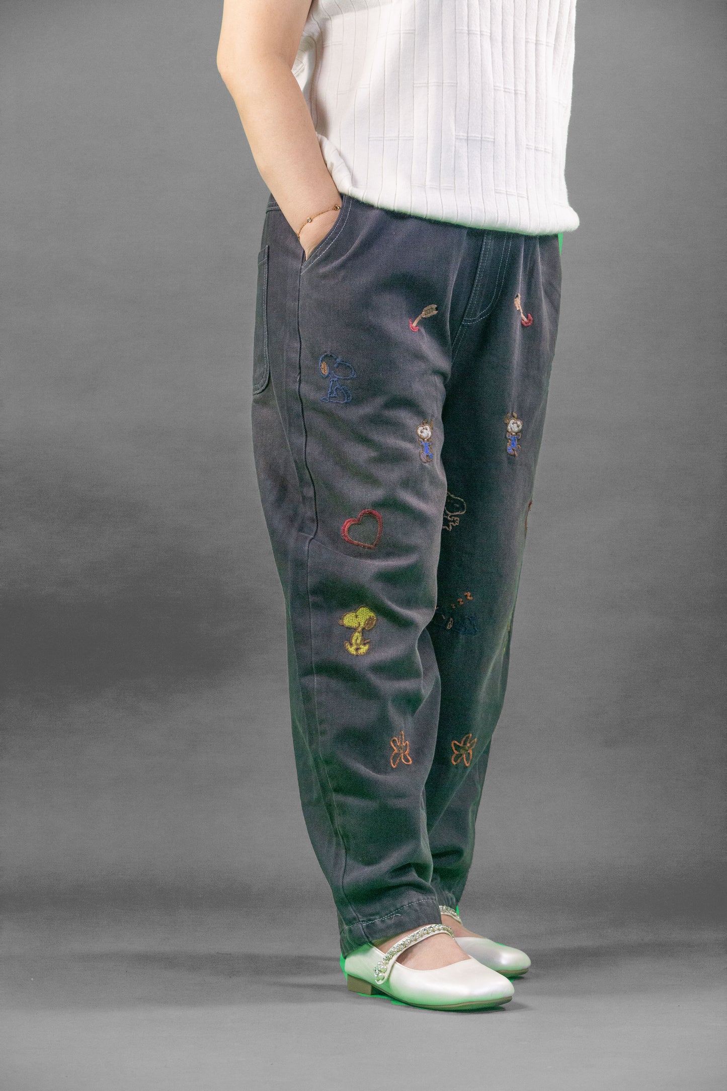 Celana Soft Jeans Motif Mini Snoopy