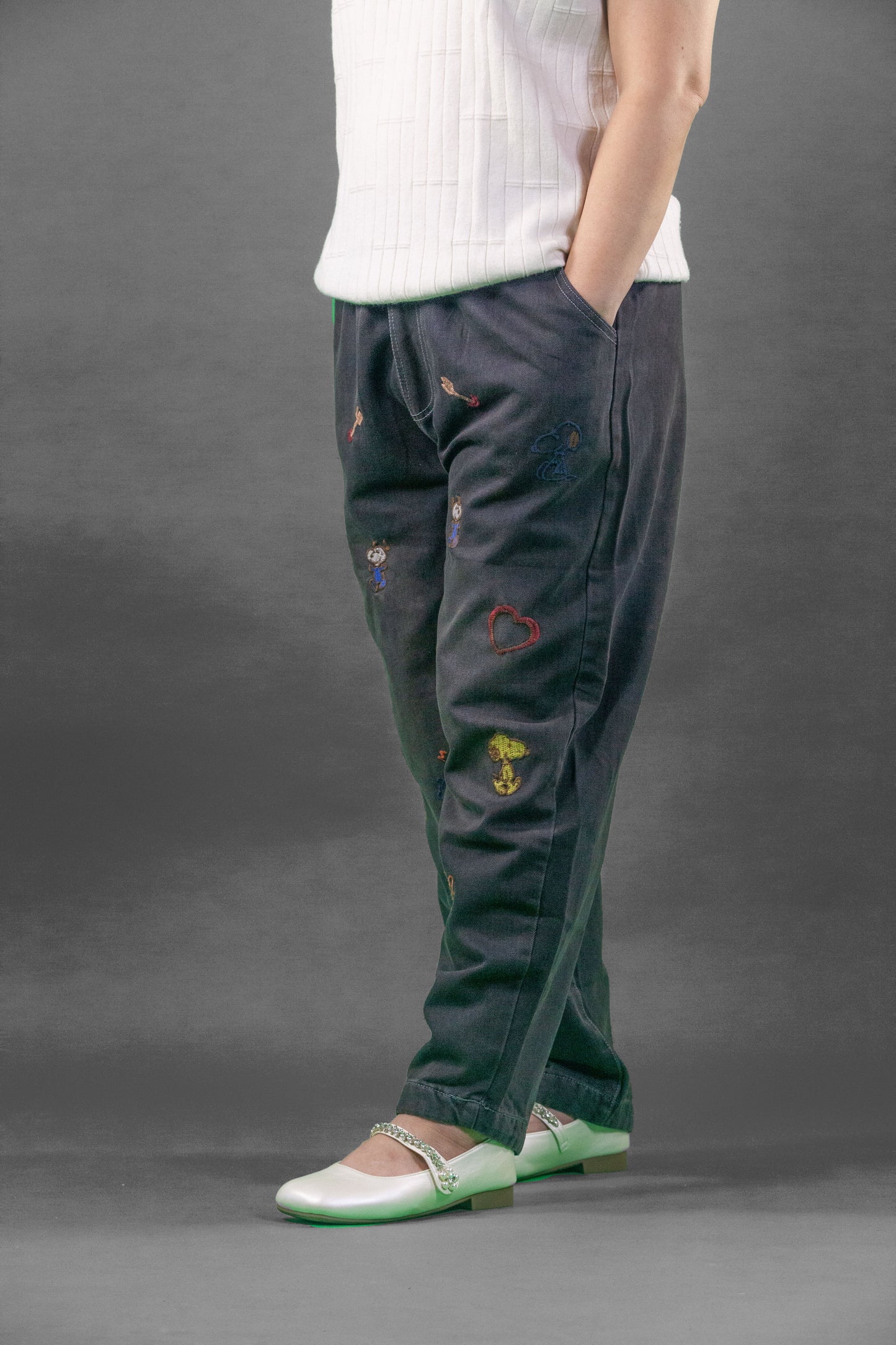 Celana Soft Jeans Motif Mini Snoopy