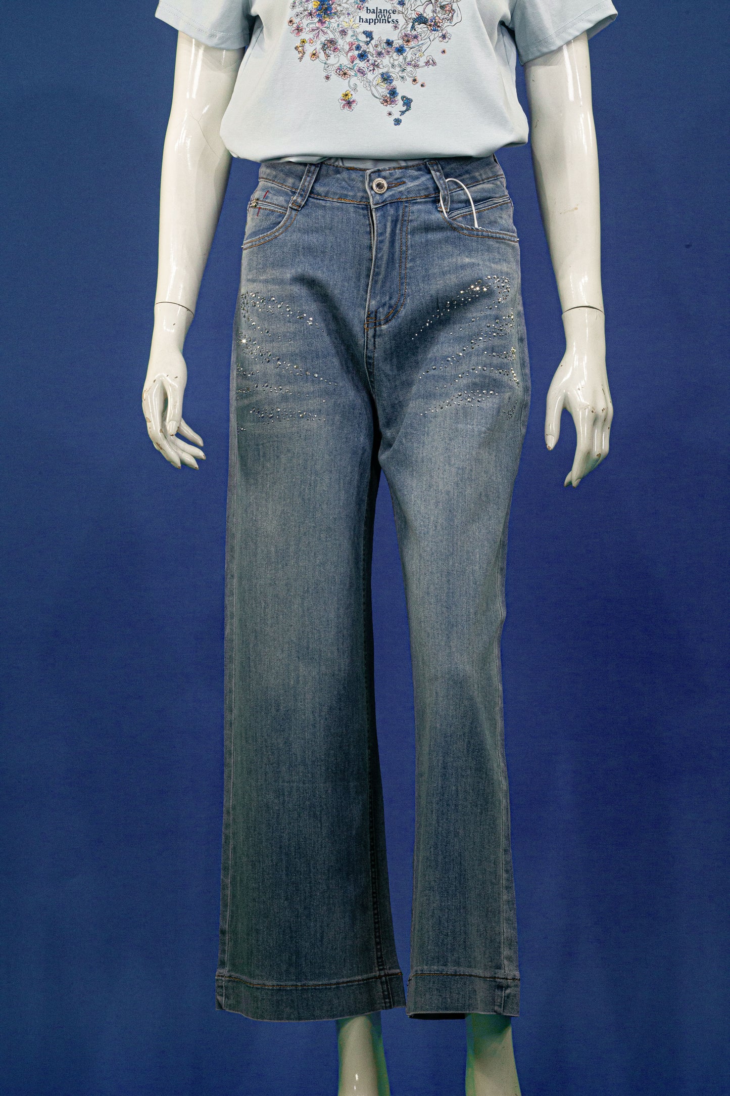 Celana Panjang Soft Jeans Motif Bloom Blink