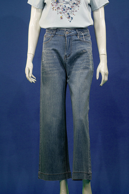 Celana Panjang Soft Jeans Motif Bloom Blink