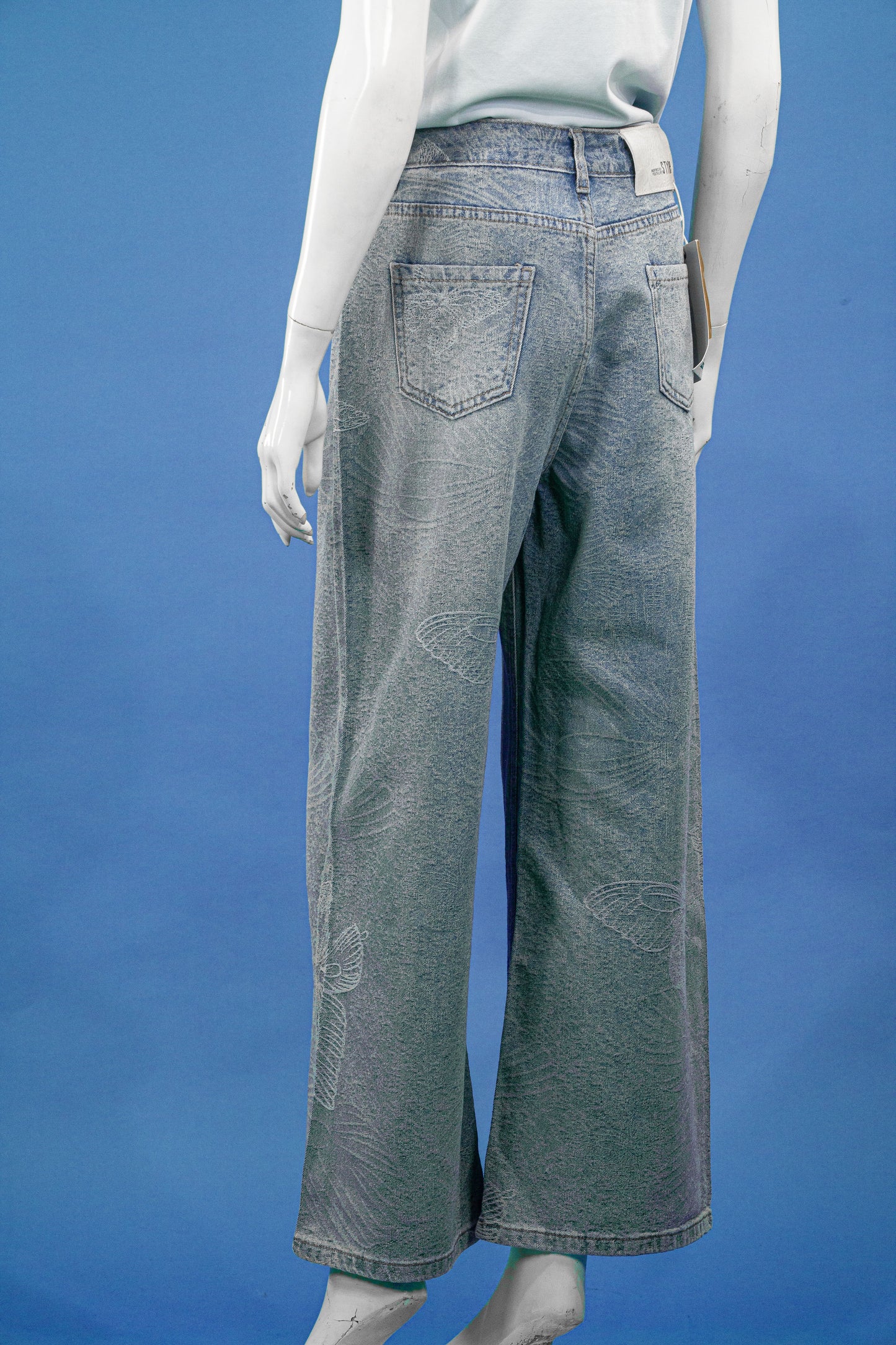 Celana Panjang Soft Jeans Motif Big Butterfly Embos